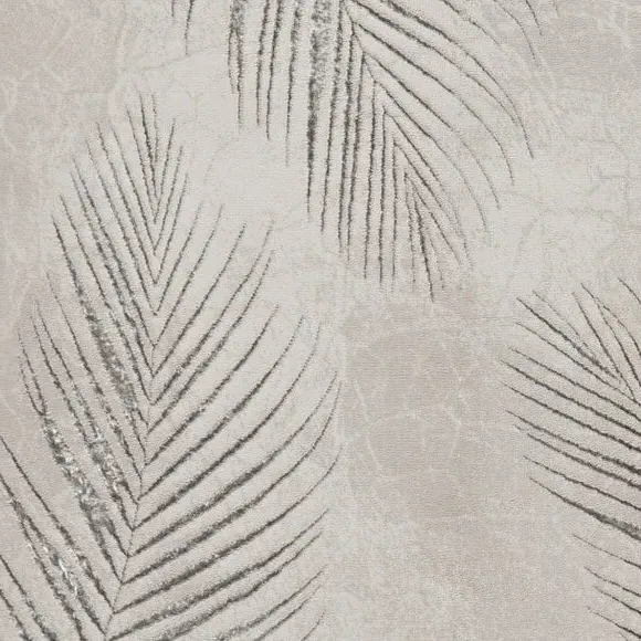 Botanical Leaf Rug with Metallic Effect - Silver