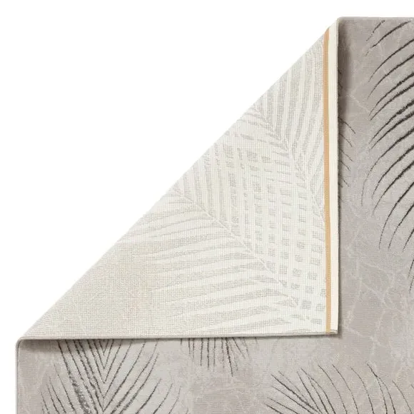 Botanical Leaf Rug with Metallic Effect - Silver