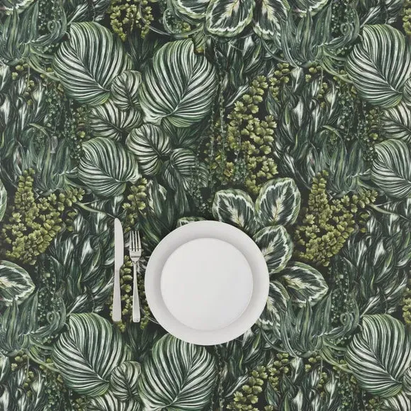 Botanical Oil Cloth by the Metre - Green, PVC
