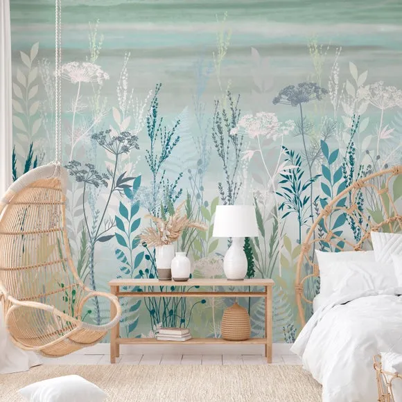 Botanical Wall Mural - Green, Non-Woven