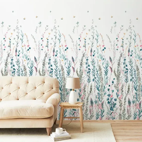 Botanical Wall Mural - Natural, Smooth Finish