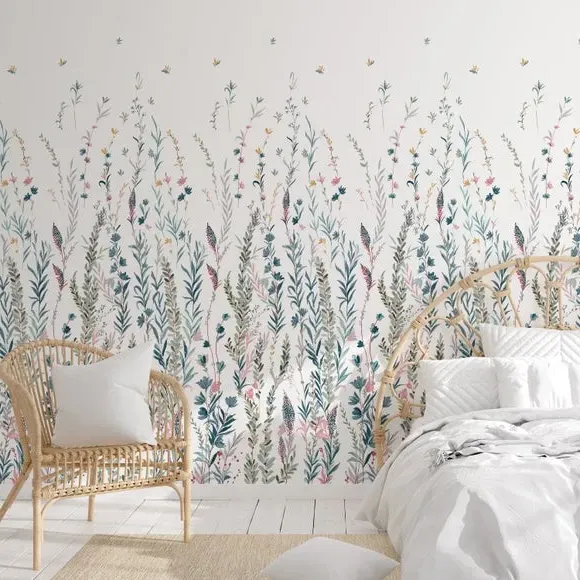 Botanical Wall Mural - Natural, Smooth Finish