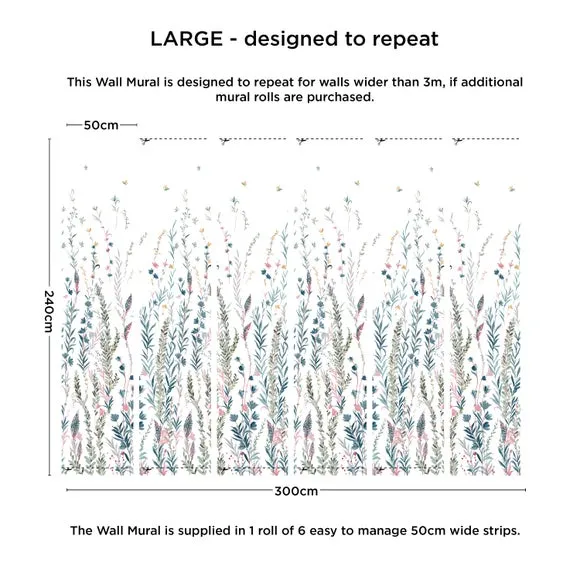 Botanical Wall Mural - Natural, Smooth Finish