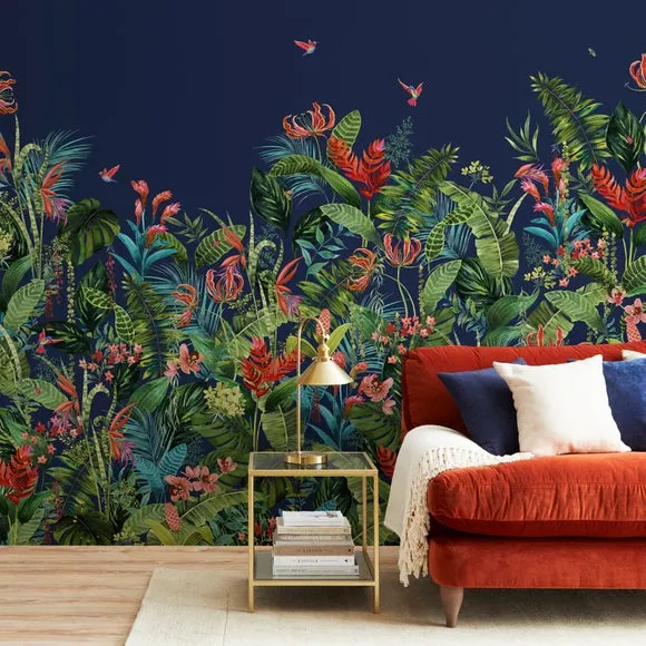 Botanical Wall Mural - Navy