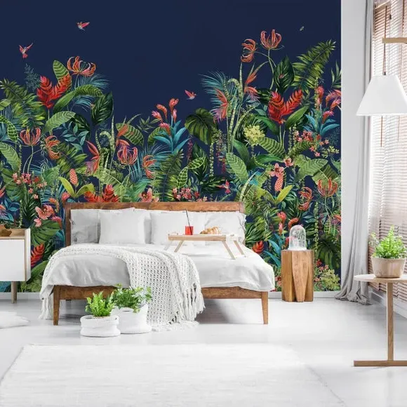 Botanical Wall Mural - Navy
