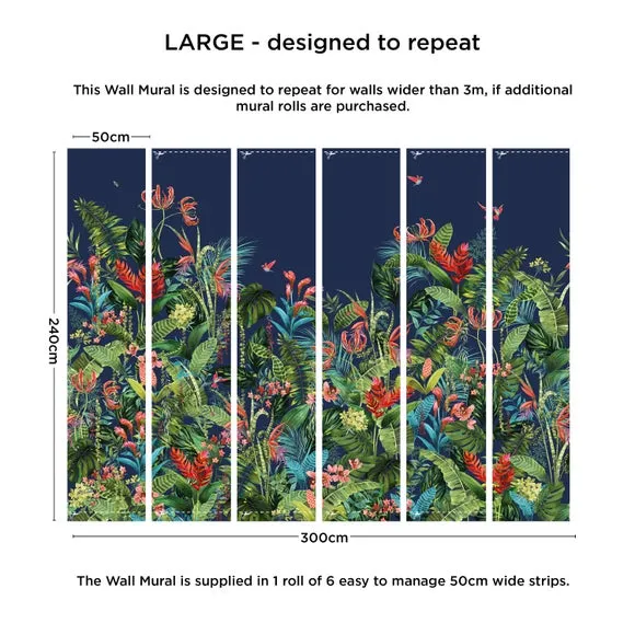 Botanical Wall Mural - Navy