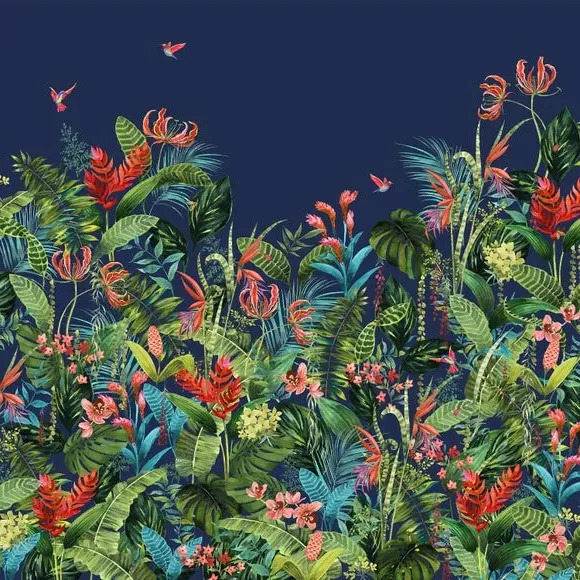 Botanical Wall Mural - Navy