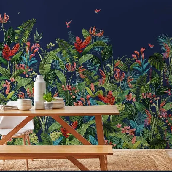 Botanical Wall Mural - Navy image