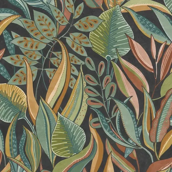 Botanical Wallpaper with Highlights - Multicolor