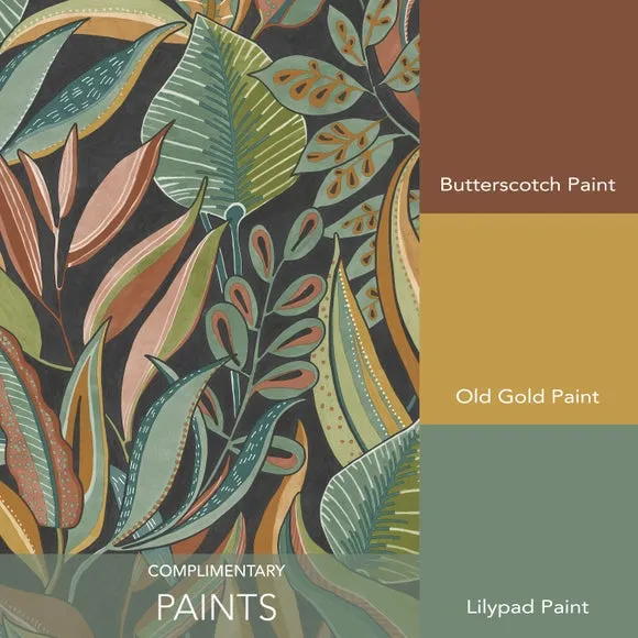 Botanical Wallpaper with Highlights - Multicolor
