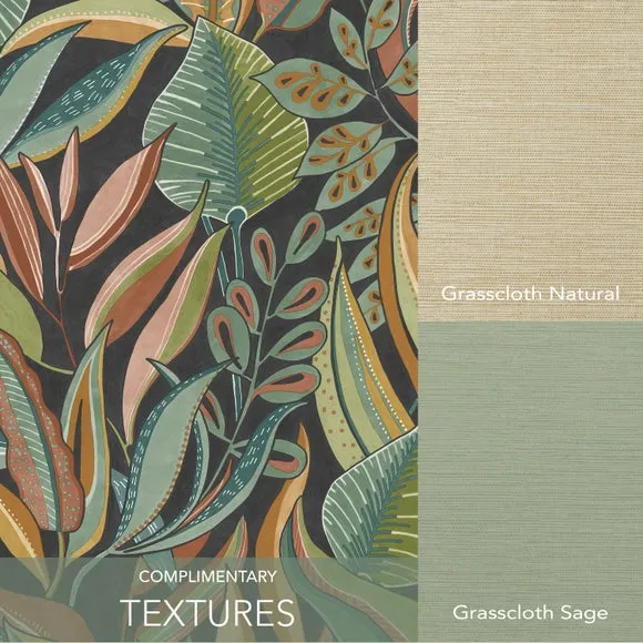Botanical Wallpaper with Highlights - Multicolor
