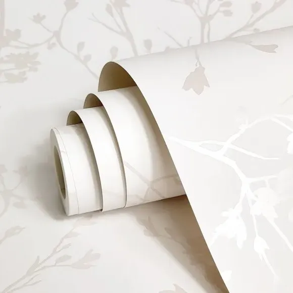 Botanical Wallpaper with Metallic Highlights - Natural