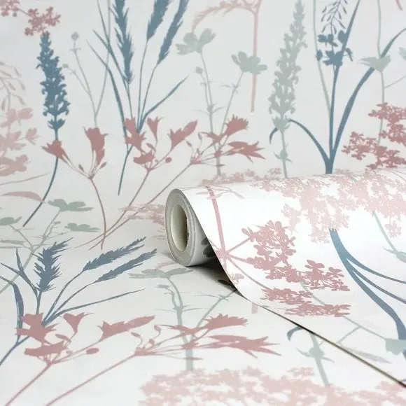 Botanical Wallpaper with Mica - Pink