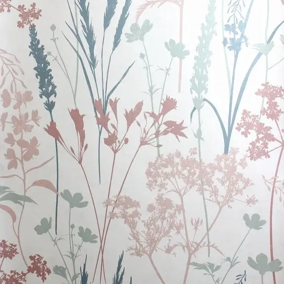 Botanical Wallpaper with Mica - Pink