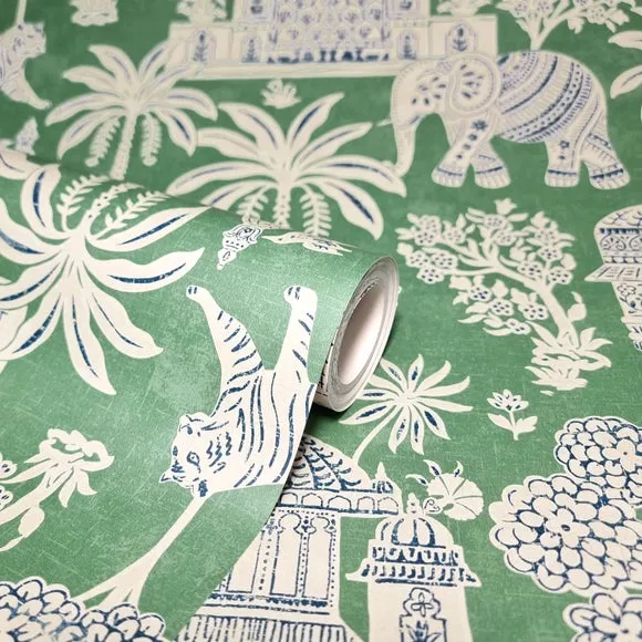 Botanical Wallpaper with Pearlescent - Green