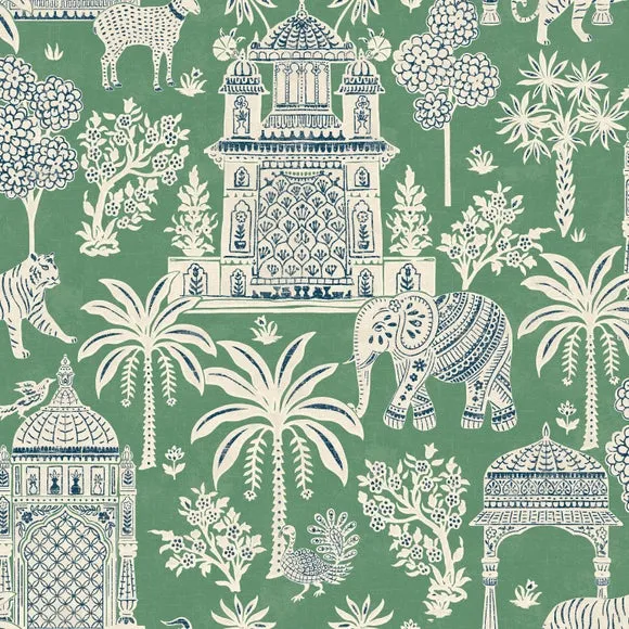 Botanical Wallpaper with Pearlescent - Green