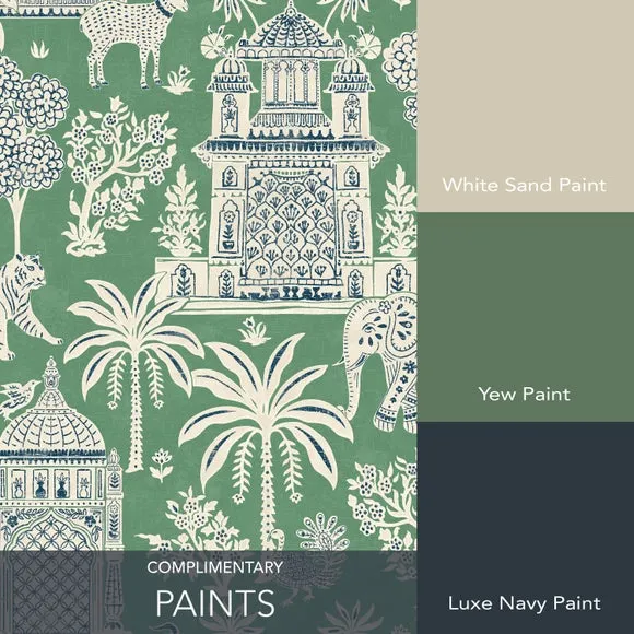 Botanical Wallpaper with Pearlescent - Green