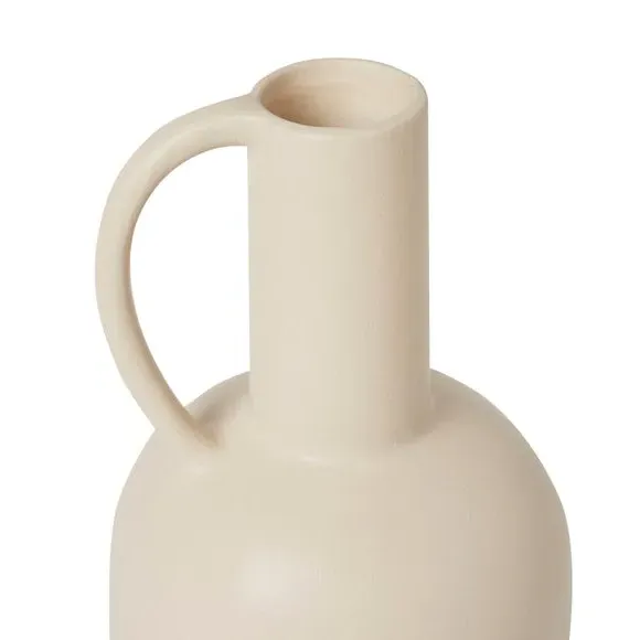 Bottle Shaped Vase - White Sand, Ceramic