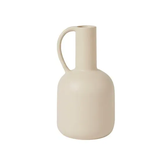 Bottle Shaped Vase - White Sand, Ceramic