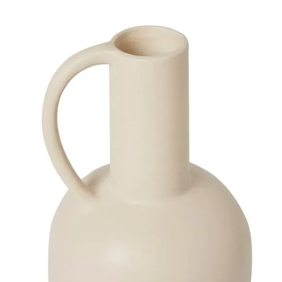 Bottle Shaped Vase - White Sand, Ceramic