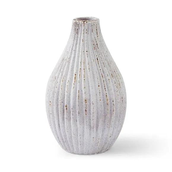 Bottle Vase with Ribbed Design - Concrete Effect