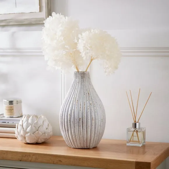 Bottle Vase with Ribbed Design - Concrete Effect