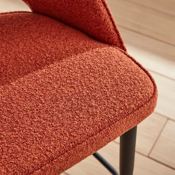 Boucle Bar Stool - Orange, Fabric