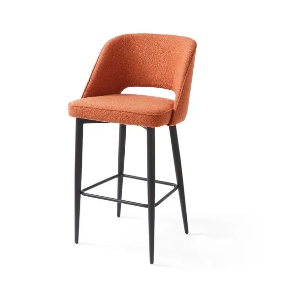 Boucle Bar Stool - Orange, Fabric
