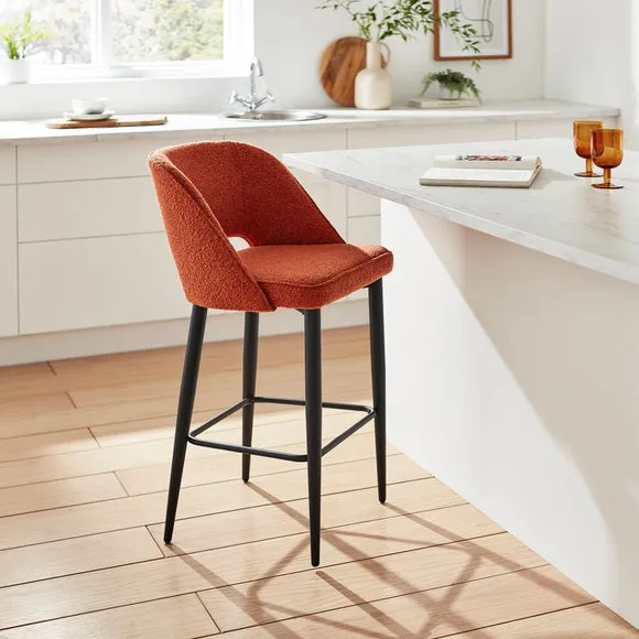 Boucle Bar Stool - Orange, Fabric image
