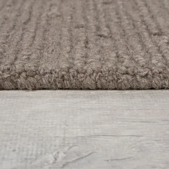 Boucle Rug with Textured Pile - Grey, Wool