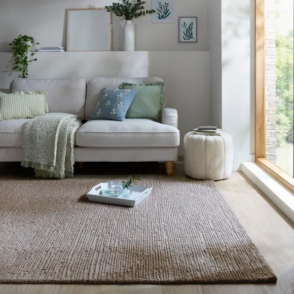 Boucle Rug with Textured Pile - Grey, Wool image