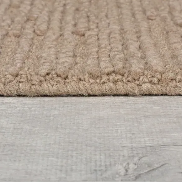 Boucle Rug with Textured Pile - Natural, Wool