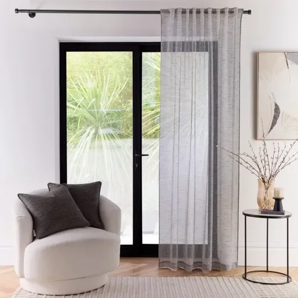Boucle Voile Panel with Multiway Header - Grey
