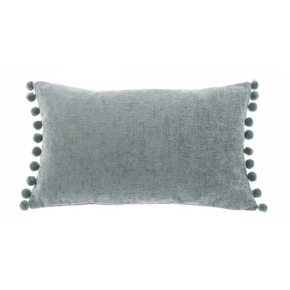 Boudoir Cushion with Pom-Pom - Duck Egg, Chenille