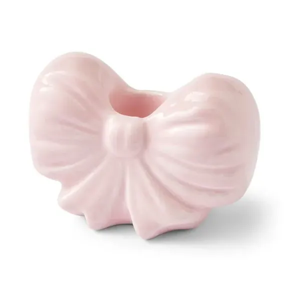 Bow Shaped Candlestick Holder - Pink, Ceramic
