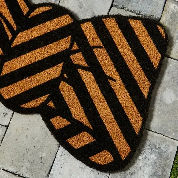 Bow Shaped Doormat with Stripes - Natural, Coir