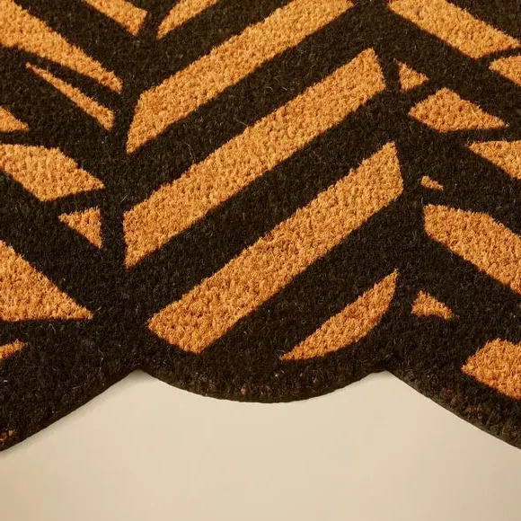 Bow Shaped Doormat with Stripes - Natural, Coir