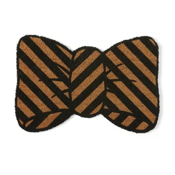 Bow Shaped Doormat with Stripes - Natural, Coir