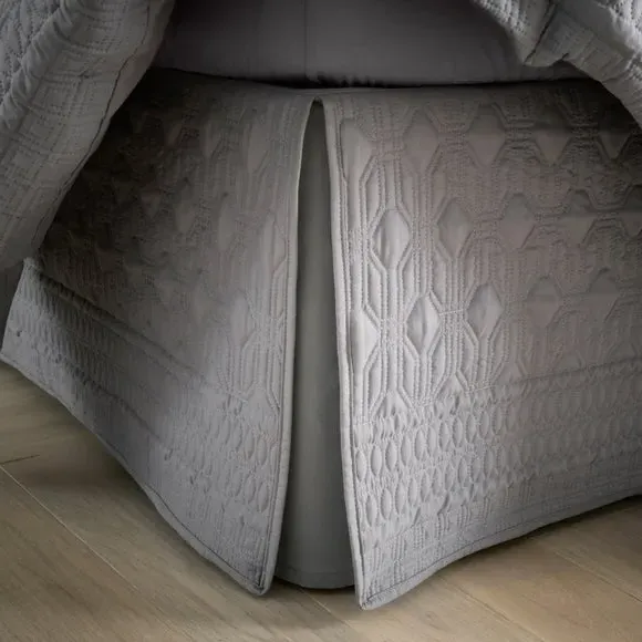 Box Pleat Bed Valance - Grey, Polyester