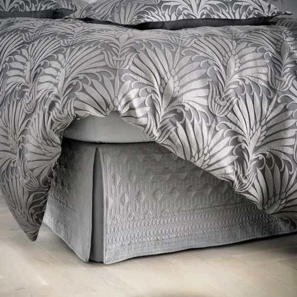 Box Pleat Bed Valance - Grey, Polyester