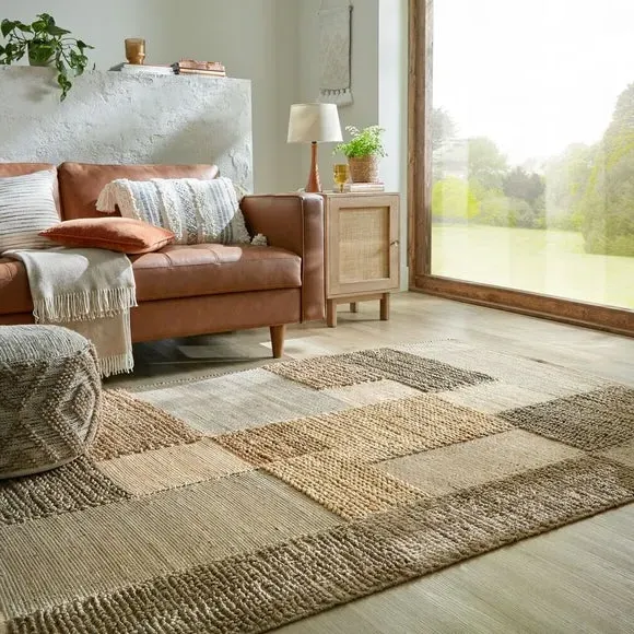 Braided Patchwork Rug - Natural, Jute image