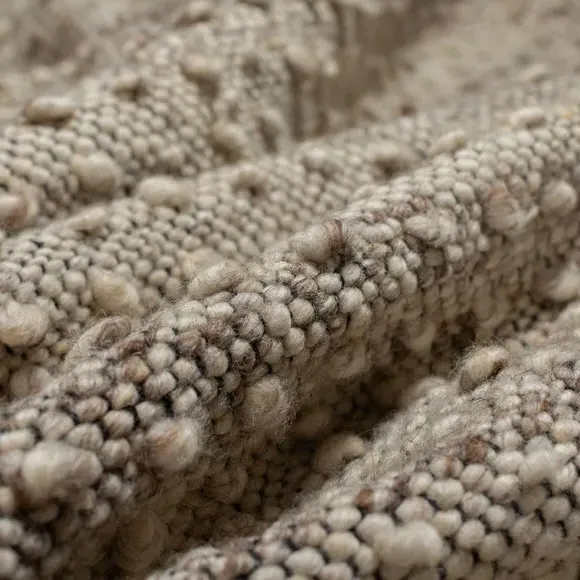 Braided Rug with Boucle Texture - Natural, Wool