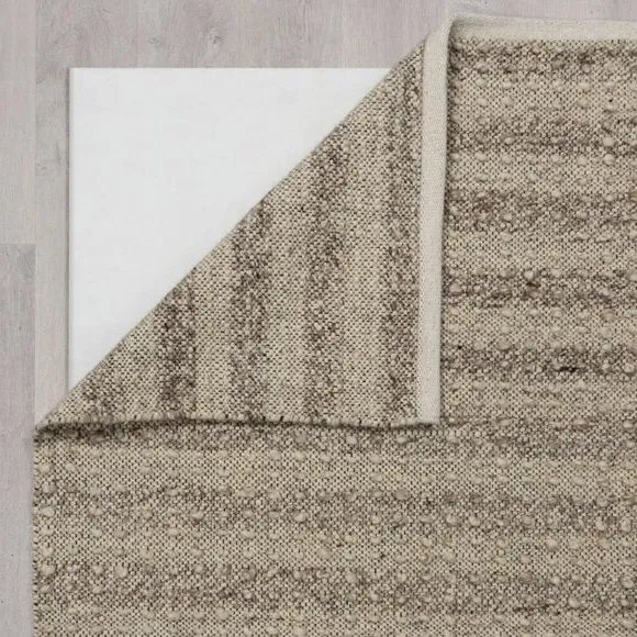 Braided Rug with Boucle Texture - Natural, Wool