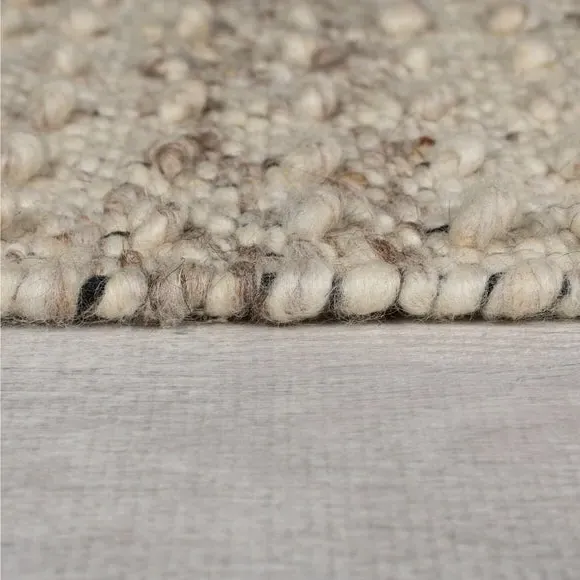Braided Rug with Boucle Texture - Natural, Wool