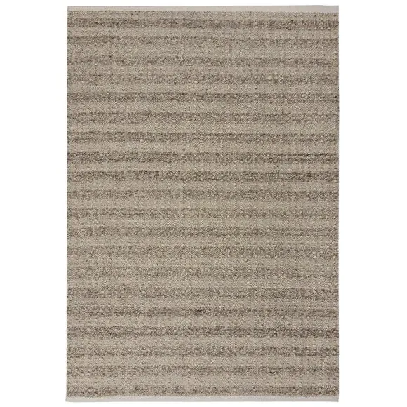 Braided Rug with Boucle Texture - Natural, Wool