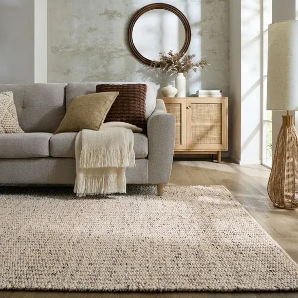 Braided Rug with Flatweave - Multicoloured, Wool image