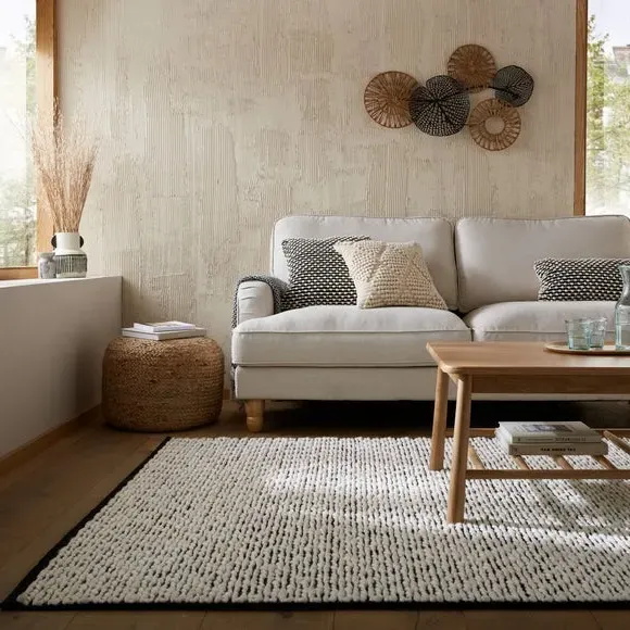 Braided Textured Rug - Monochrome, Wool