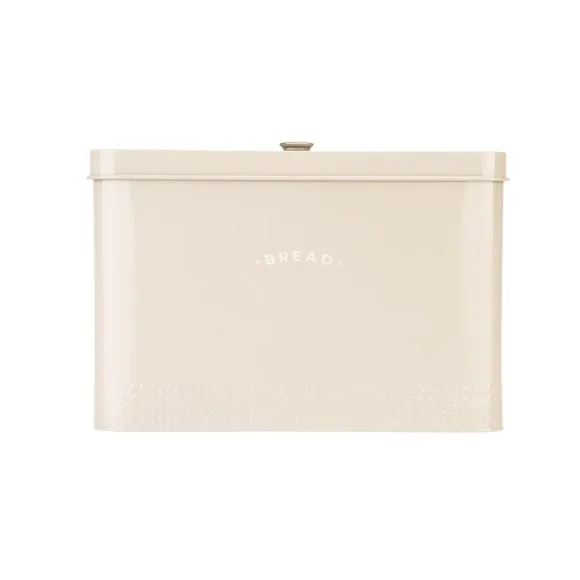 Bread Bin with Embossed Design - Cream