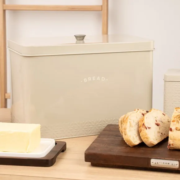 Bread Bin with Embossed Design - Cream image