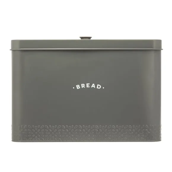 Bread Bin with Embossed Design - Grey